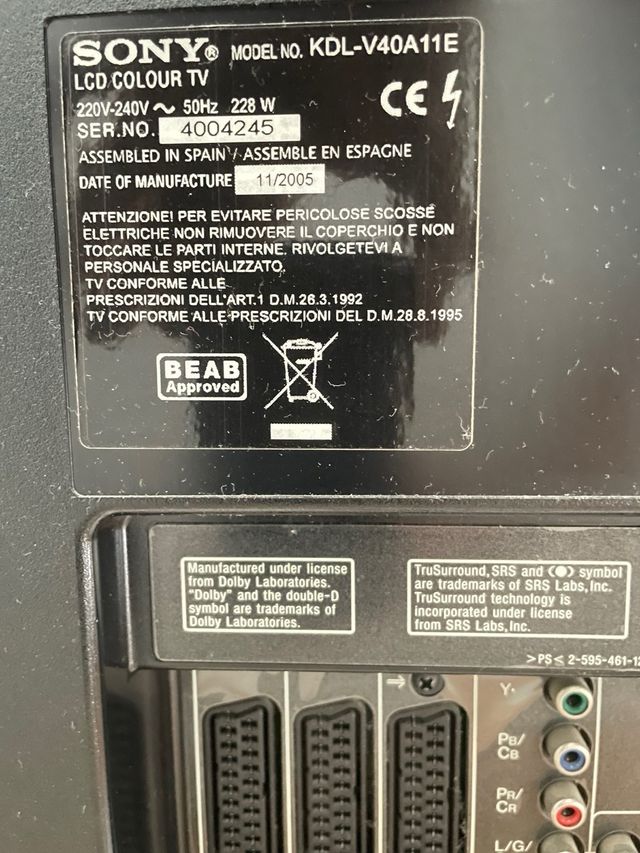 Televisor Sony Bravia Negro, para piezas