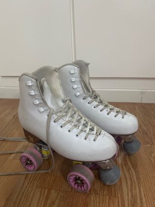 Patines Artísticos Blancos Ruedas Rosas