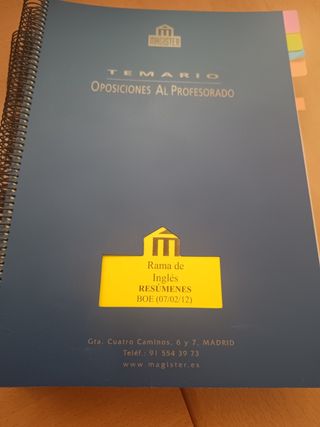 Temario oposición inglés secundaria.