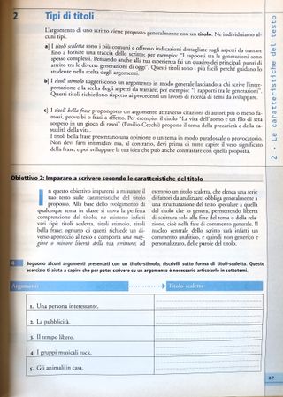 La Grammatica e il testo, Guida a produzione testo