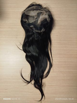 Peluca de pelo natural negro