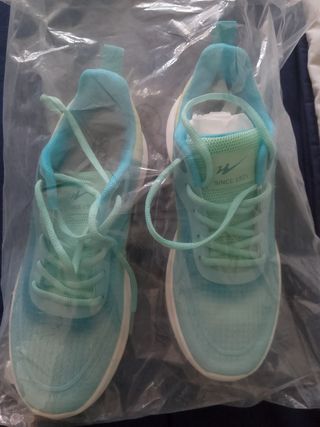Zapatilla running mujer azul/verde