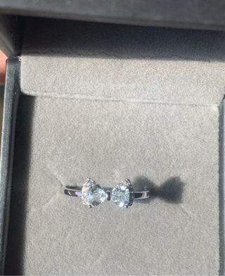 Anillo Plata Ley Ajustable Aguamarinas