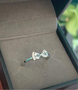 Anillo Plata Ley Ajustable Aguamarinas