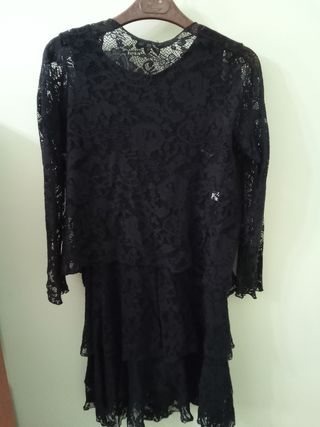 Vestido negro encaje con chaqueta