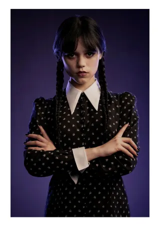 Disfraz + peluca de miércoles Addams (110-150cm)