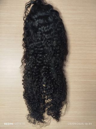 Peluca de pelo natural rizado
