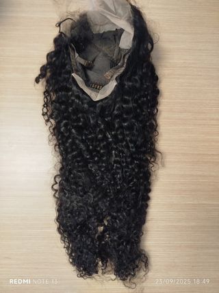 Peluca de pelo natural rizado