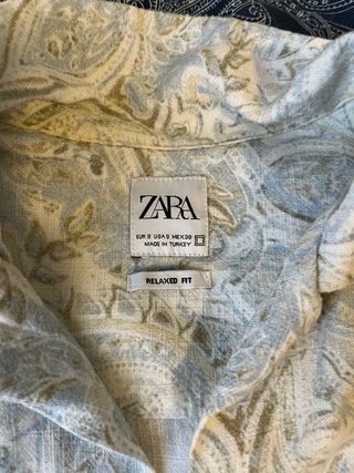 Camisa Zara Beige Estampada