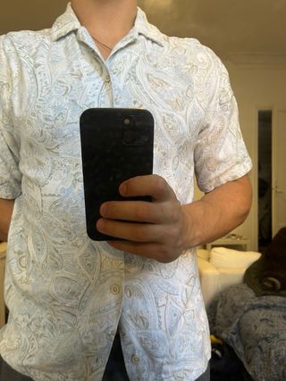 Camisa Zara Beige Estampada
