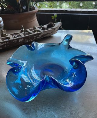 Centro de mesa cristal azul