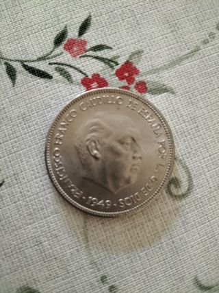 Moneda 5 Pesetas Franco 1949