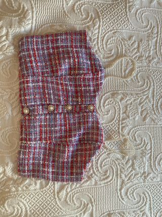 Top Zara rosa con botones perla