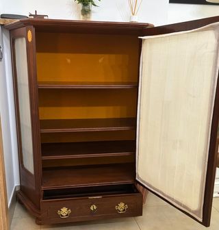 Vitrina/Armario Vintage Madera con Cajón