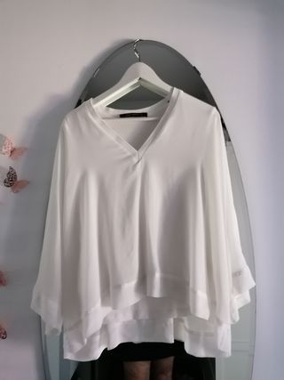 Blusa Zara Gasa Blanca