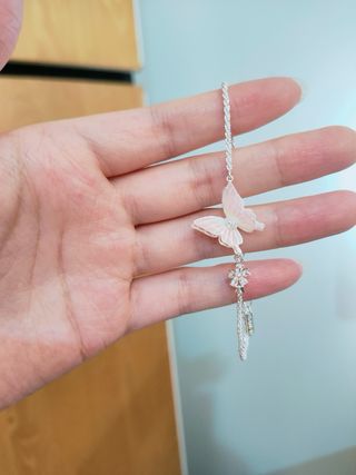 Bracciale farfalla rosa e argento con scatolina 