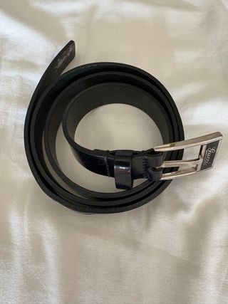 Cinturón Gucci Negro Hebilla Plateada Original