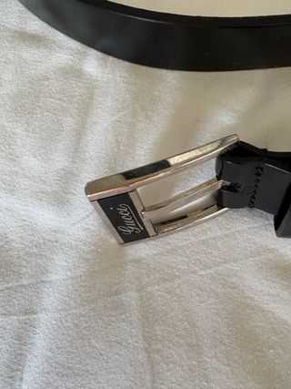 Cinturón Gucci Negro Hebilla Plateada Original