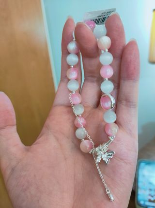 Bracciale con perle rosa e azzurre con scatolina 