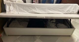 Canape 90cm blanco madera y colchon visco