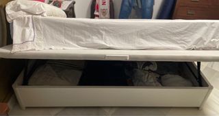 Canape 90cm blanco madera y colchon visco