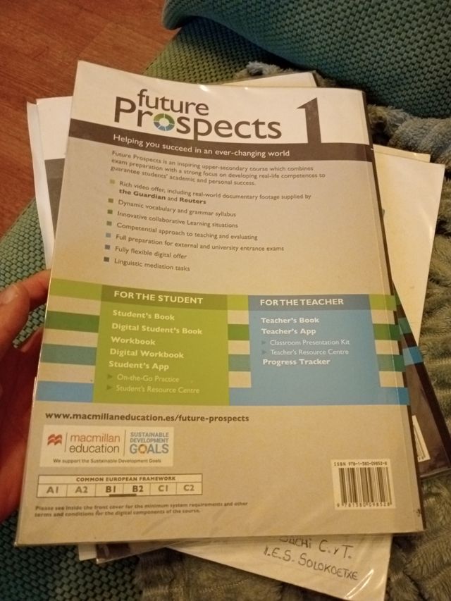 Libro Inglés 1 Bachillerato Future Prospects