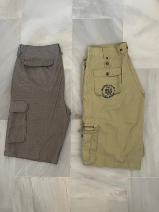 Pantalones cortos cargo hombre beige y marrón