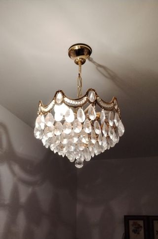 Lámpara de techo de lágrimas de cristal y metal