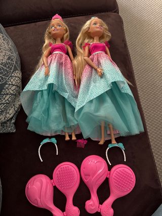 2 Muñecas tipo Barbie Princesa con Accesorios