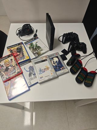 Pack PS2 Negro con Juegos y Mandos