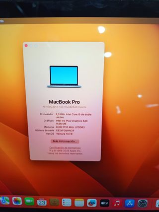 MacBook Pro 2017 Intel Core i5 3 Puertos