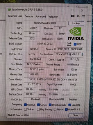 Nvidia Quadro K600 1GB