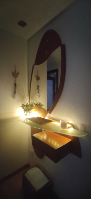 Mueble de entrada madera y cristal