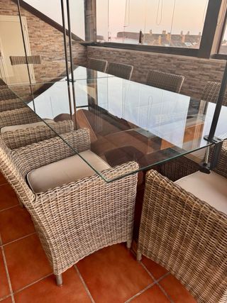 Mesa de comedor cristal exterior o interior 