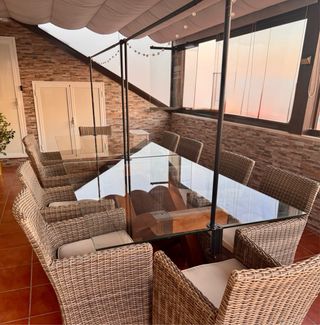 Mesa de comedor cristal exterior o interior 