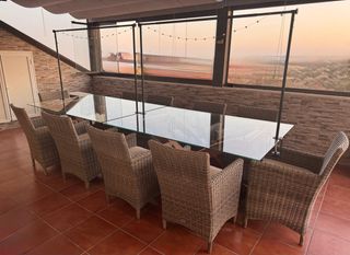 Mesa de comedor cristal exterior o interior 