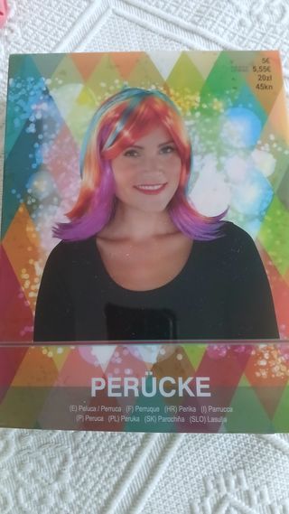 Peluca multicolor para disfraz