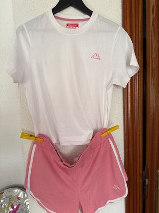 Pijama Kappa Blanco y Rosa Talla L con etiqueta 