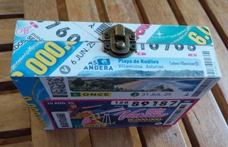 Caja decorada con cupones de la Once 12x 9 x 4 cms