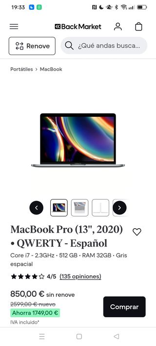 MACBOOK PRO 2020 i7/32GB RAM/512 SSD