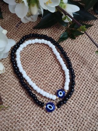 Pulseras Ojo Turco Negra y Blanca, Tú y Yo