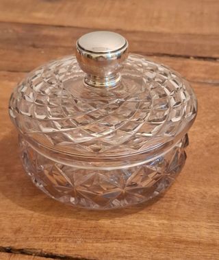 Bombonera plata de ley 975 y cristal tallado