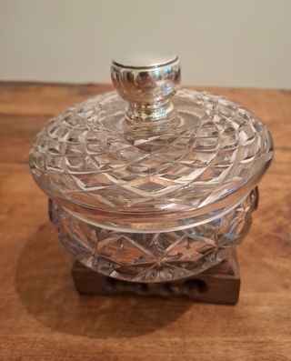 Bombonera plata de ley 975 y cristal tallado