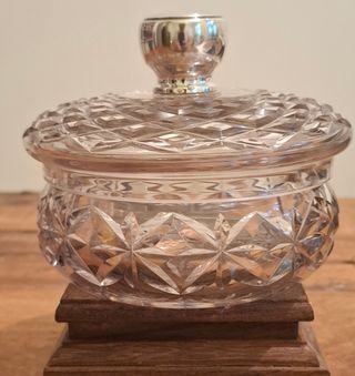 Bombonera plata de ley 975 y cristal tallado