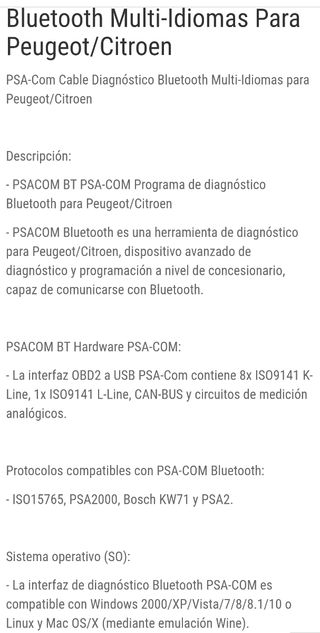 Bluetooth Diagnosis PSA Peugeot Citroen