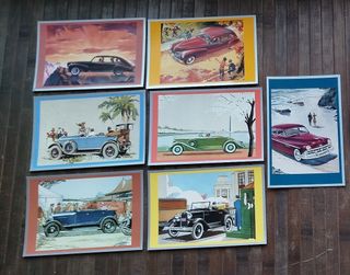 7 Postales Coches Antiguos Touring America, 1990.
