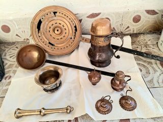 Lote antigüedades cobre, bronce y latón