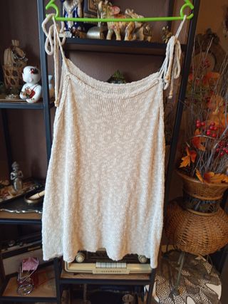 Pull&Bear Camiseta Larga Beige