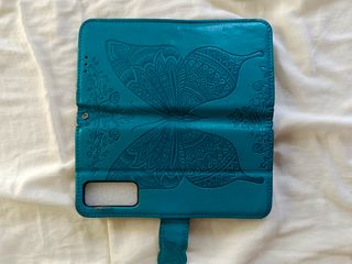 Custodia a fiori blu a farfalla per Vivo Y72 5G