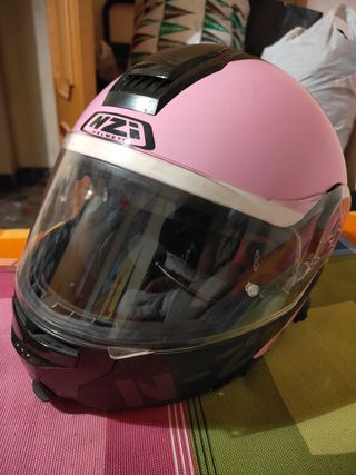 Casco NZI Combi2  Rosa flúor con intercomunicador
